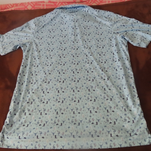 Straight Down Shirt Large Western Cowboy All Over Print Polo Performance SCAC - Picture 3 of 8